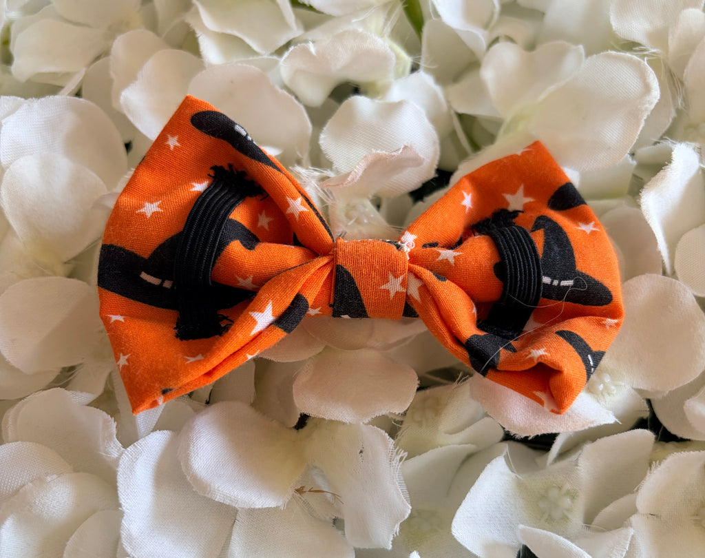 Orange Witches Hats Bow - Medium