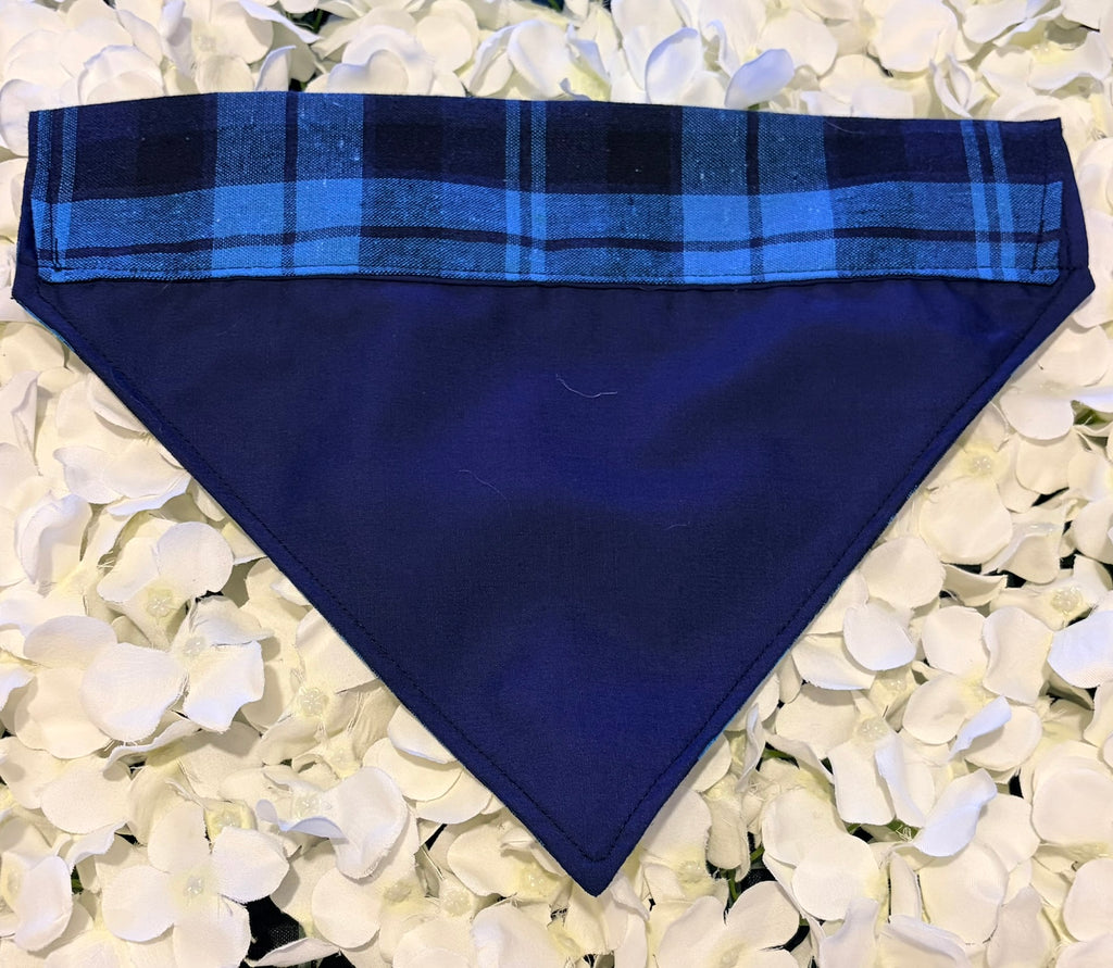 Blue Check Bandana - Large