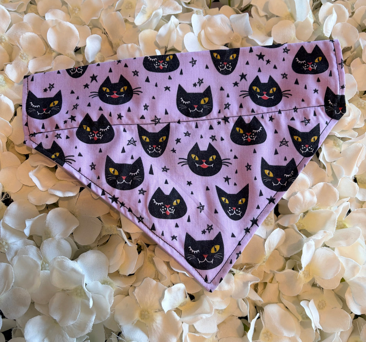 Purple Cat Halloween Bandana - Medium