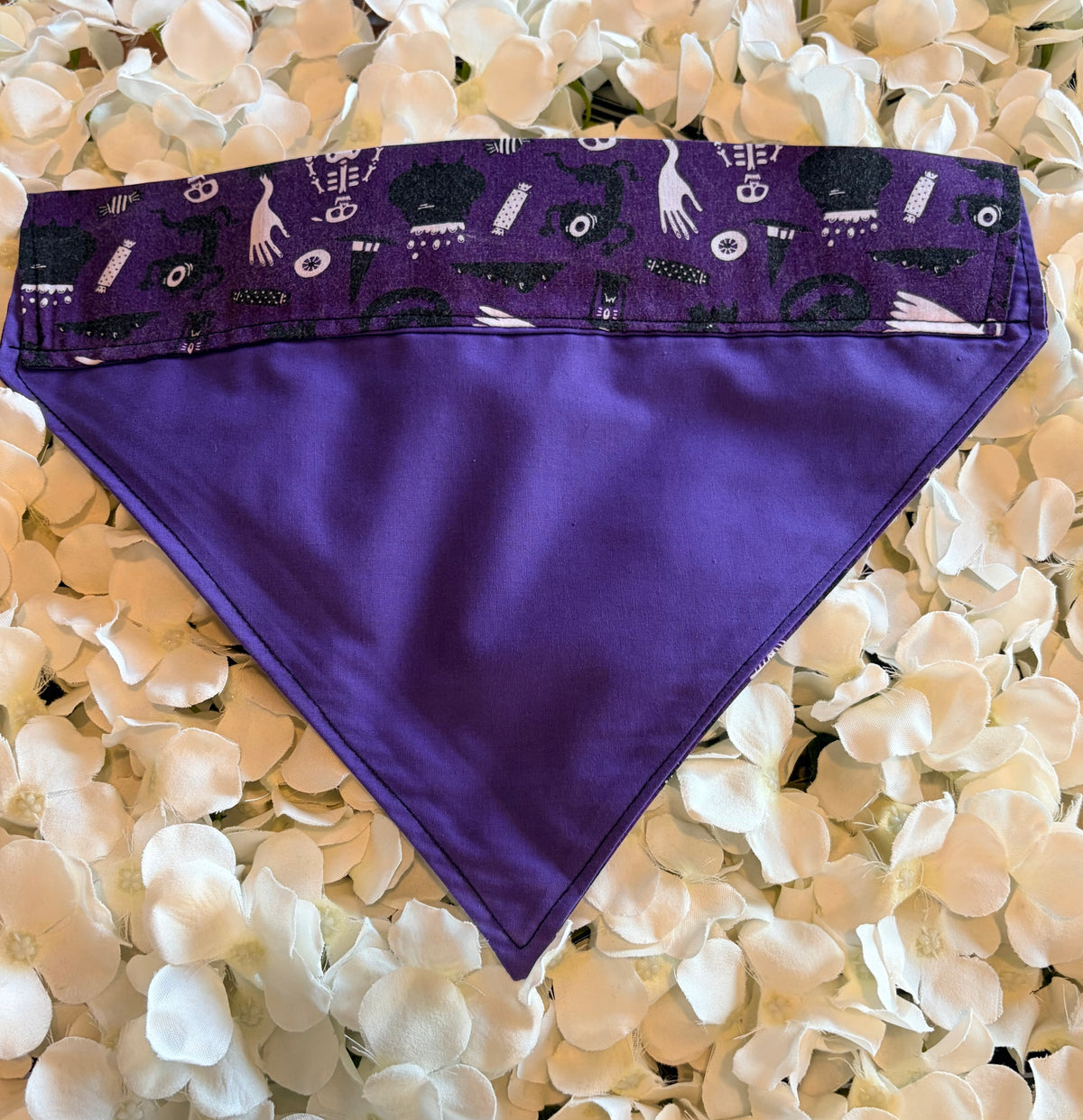 Purple Skeleton Halloween Bandana - Large
