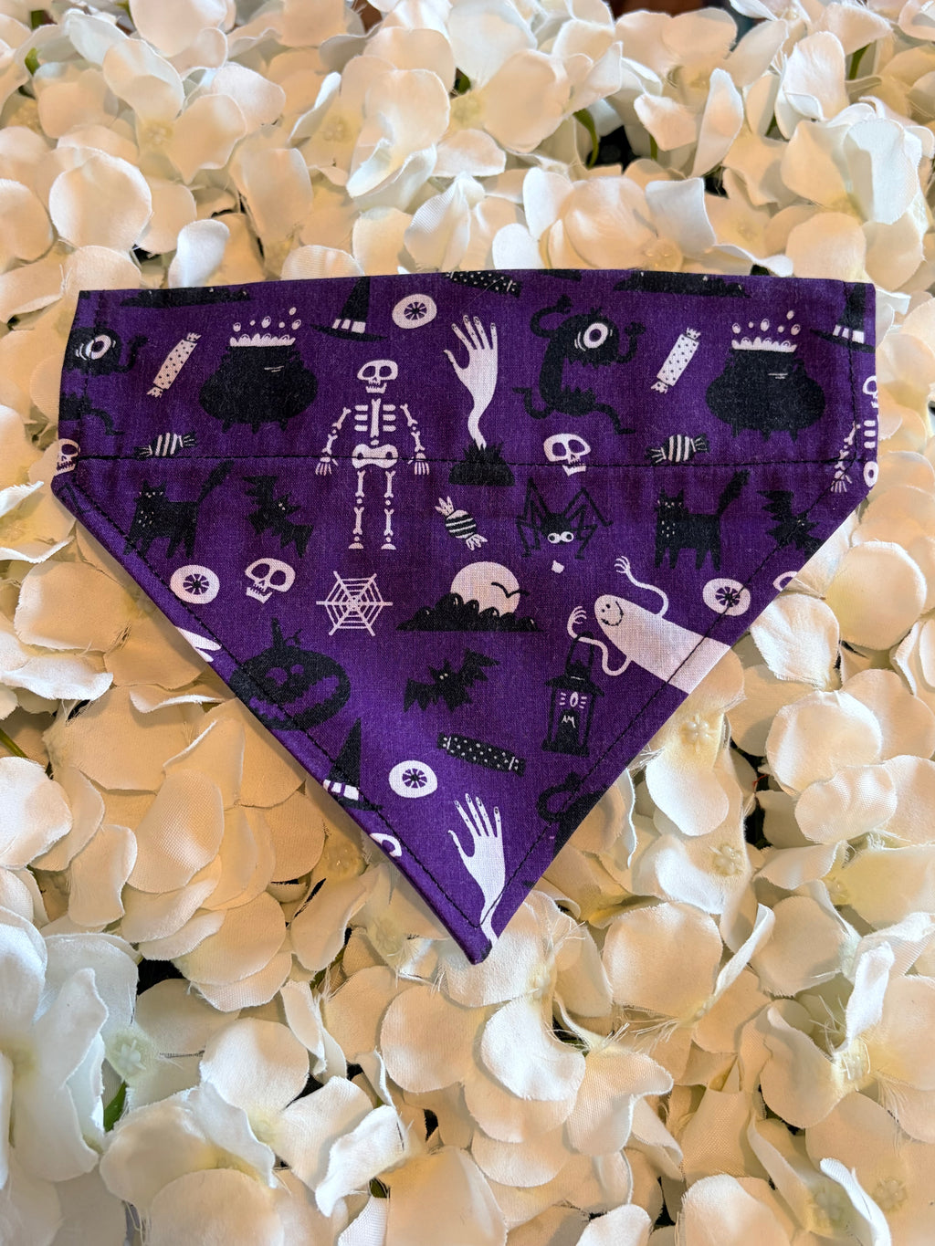 Purple Skeleton Halloween Bandana - Medium