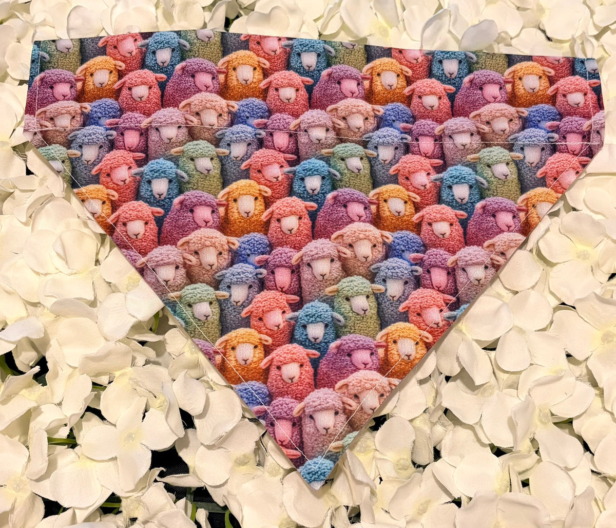 Colourful rainbow sheep print dog bandana