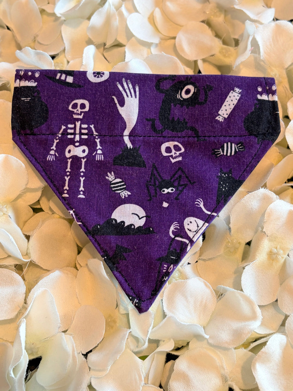 Purple Skeleton Halloween Bandana - Small