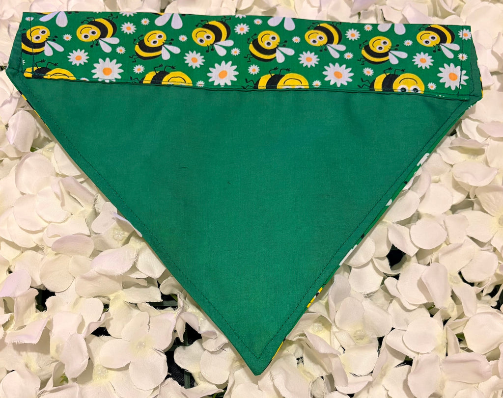 Dark Green Bees Bandana - Large
