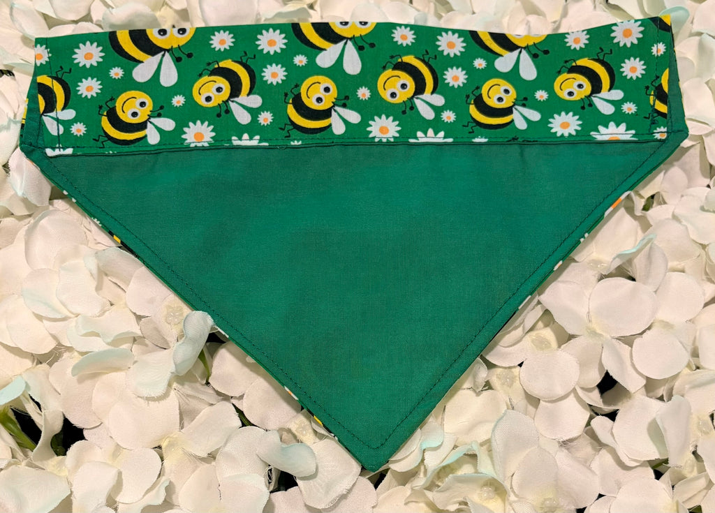 Dark Green Bees Bandana - Medium