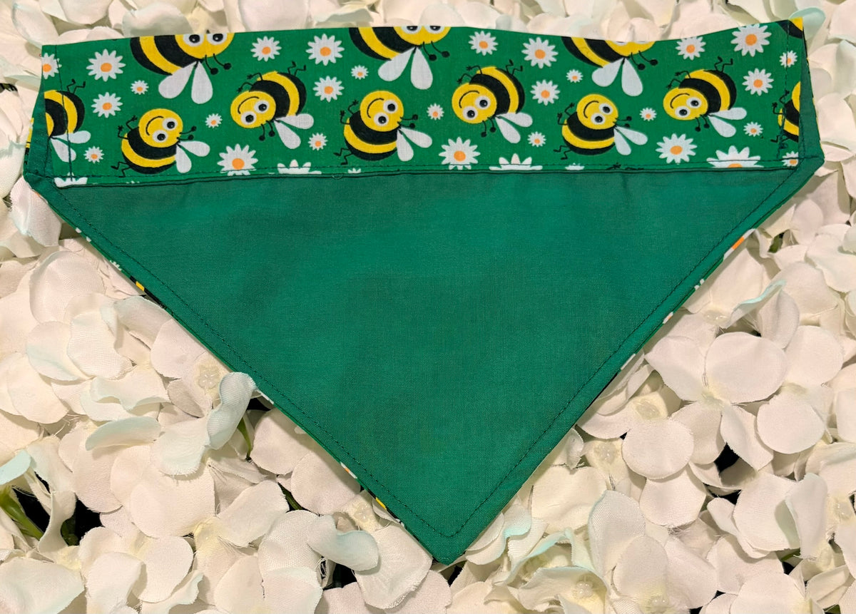 Dark Green Bees Bandana - Medium