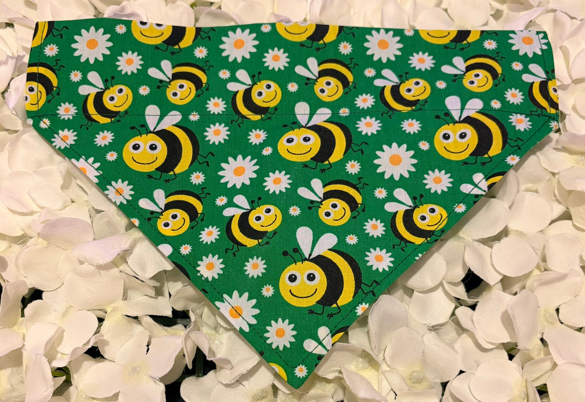 Dark Green Bees Bandana - Medium