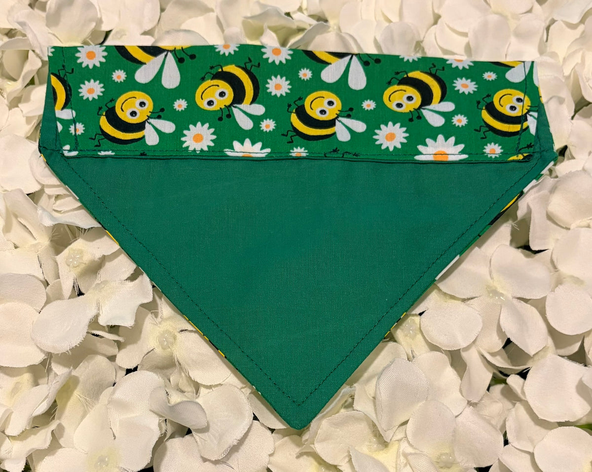 Dark Green Bees Bandana - Small