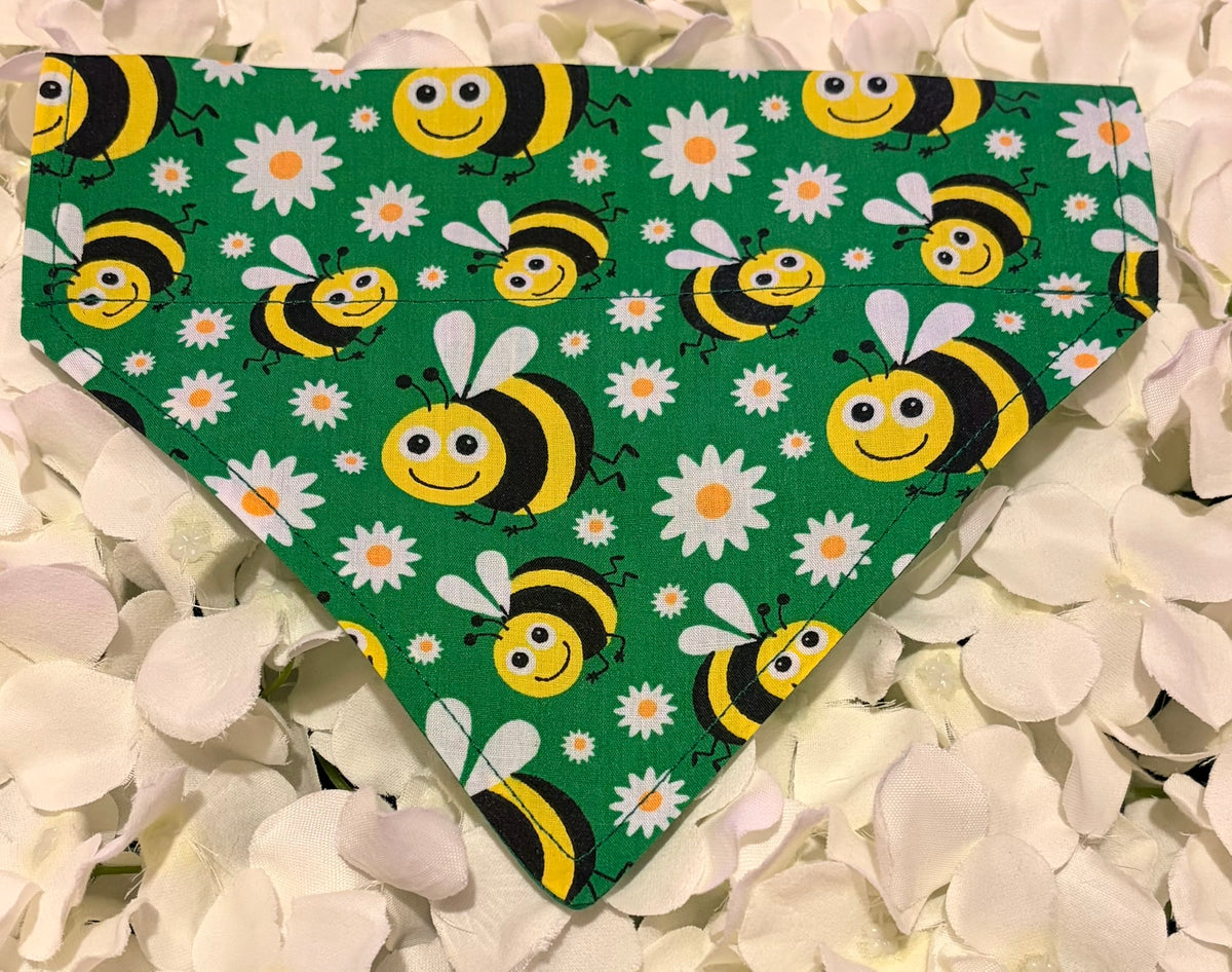 Dark Green Bees Bandana - Small