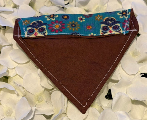 Blue Skulls and Flowers Bandana - Extra Small