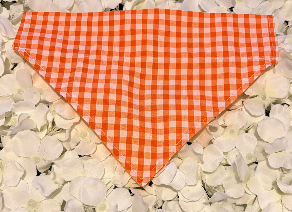 Orange Gingham Bandana - Medium