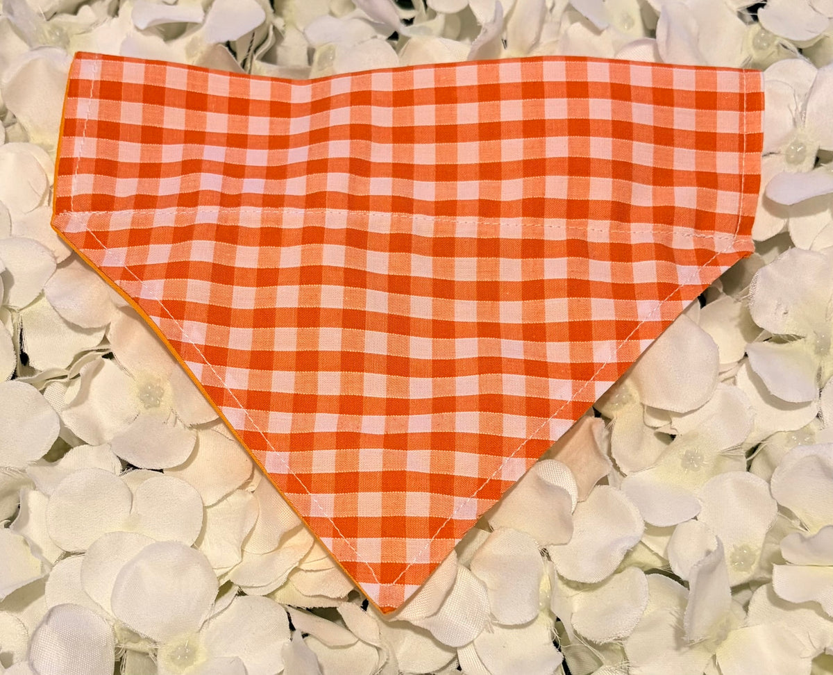 Orange Gingham Bandana - Small