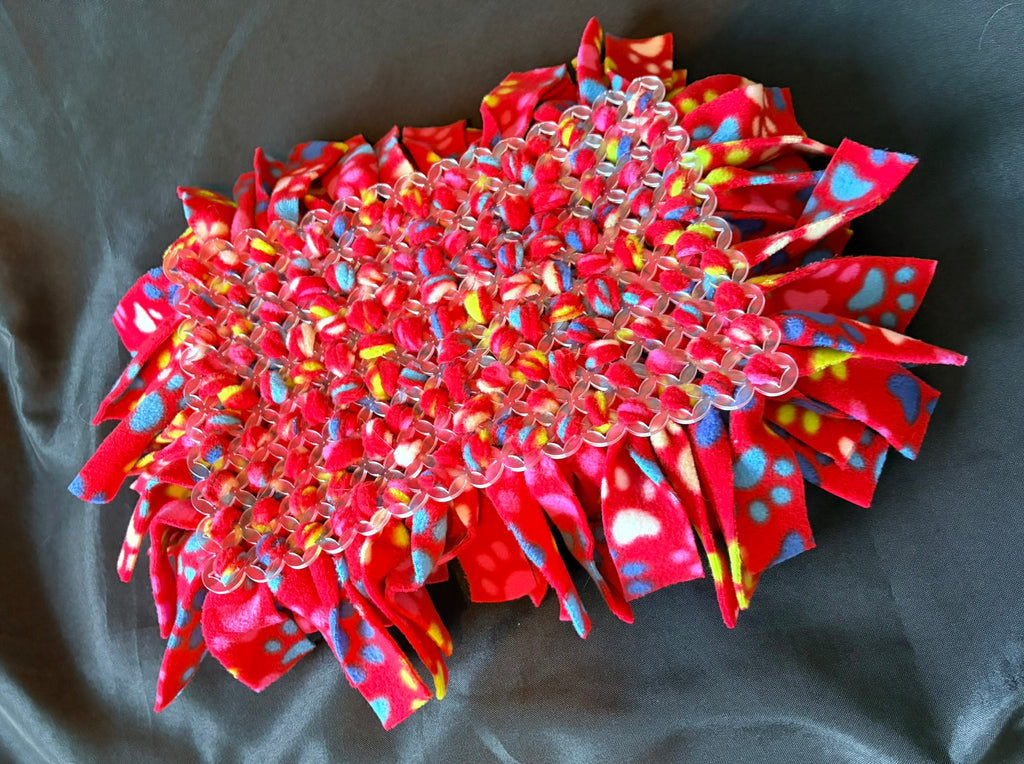 Red Multicoloured Paw Print Snuffle Mat - Medium