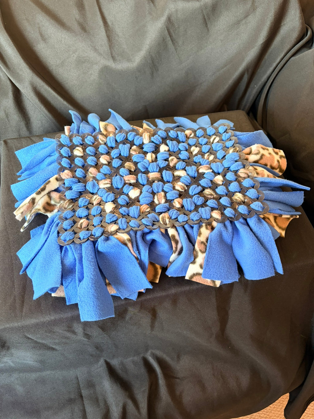 Bright Blue and Animal Print Snuffle Mat - Medium