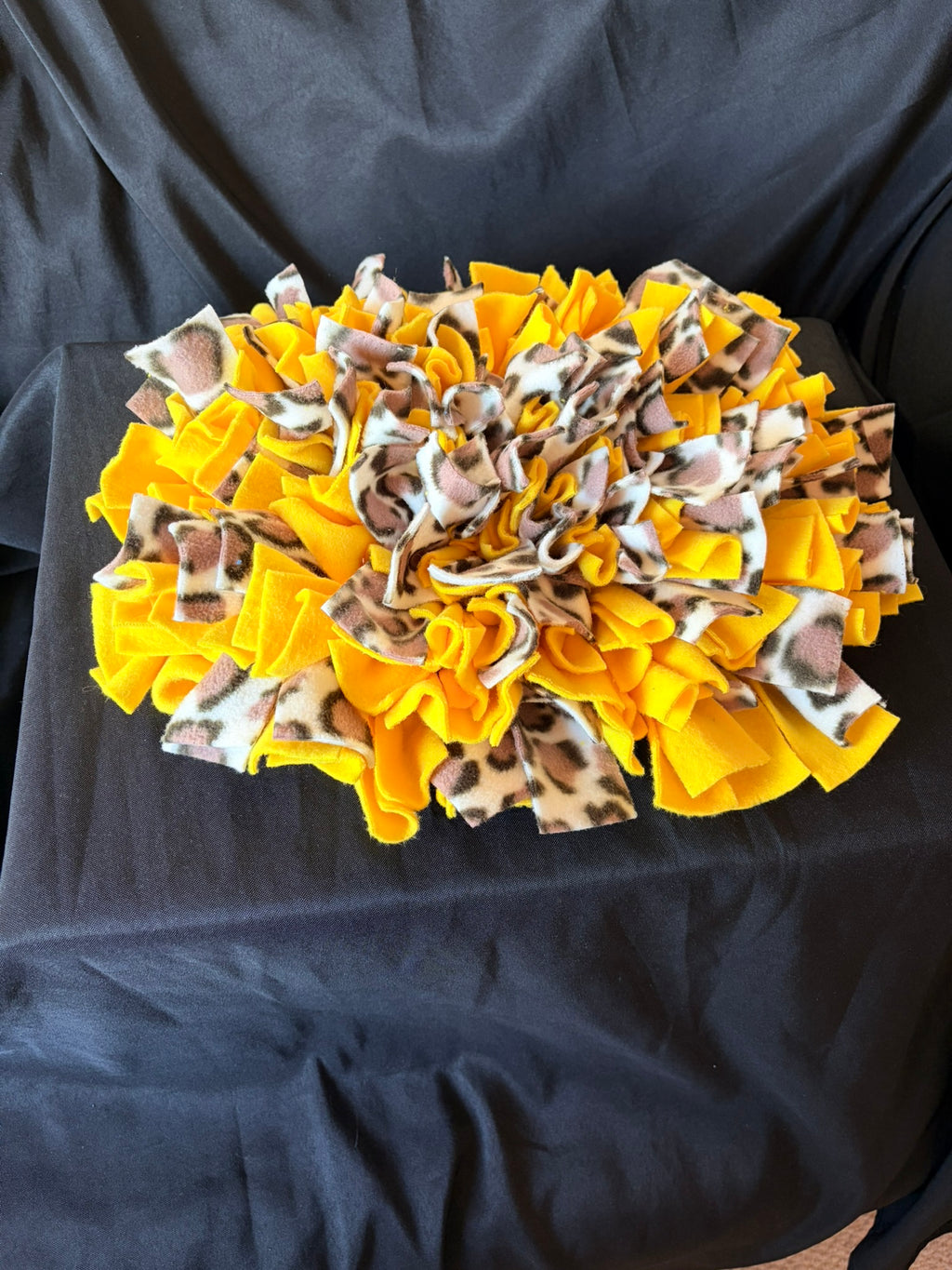 Bright Yellow and Animal Print Snuffle Mat - Medium