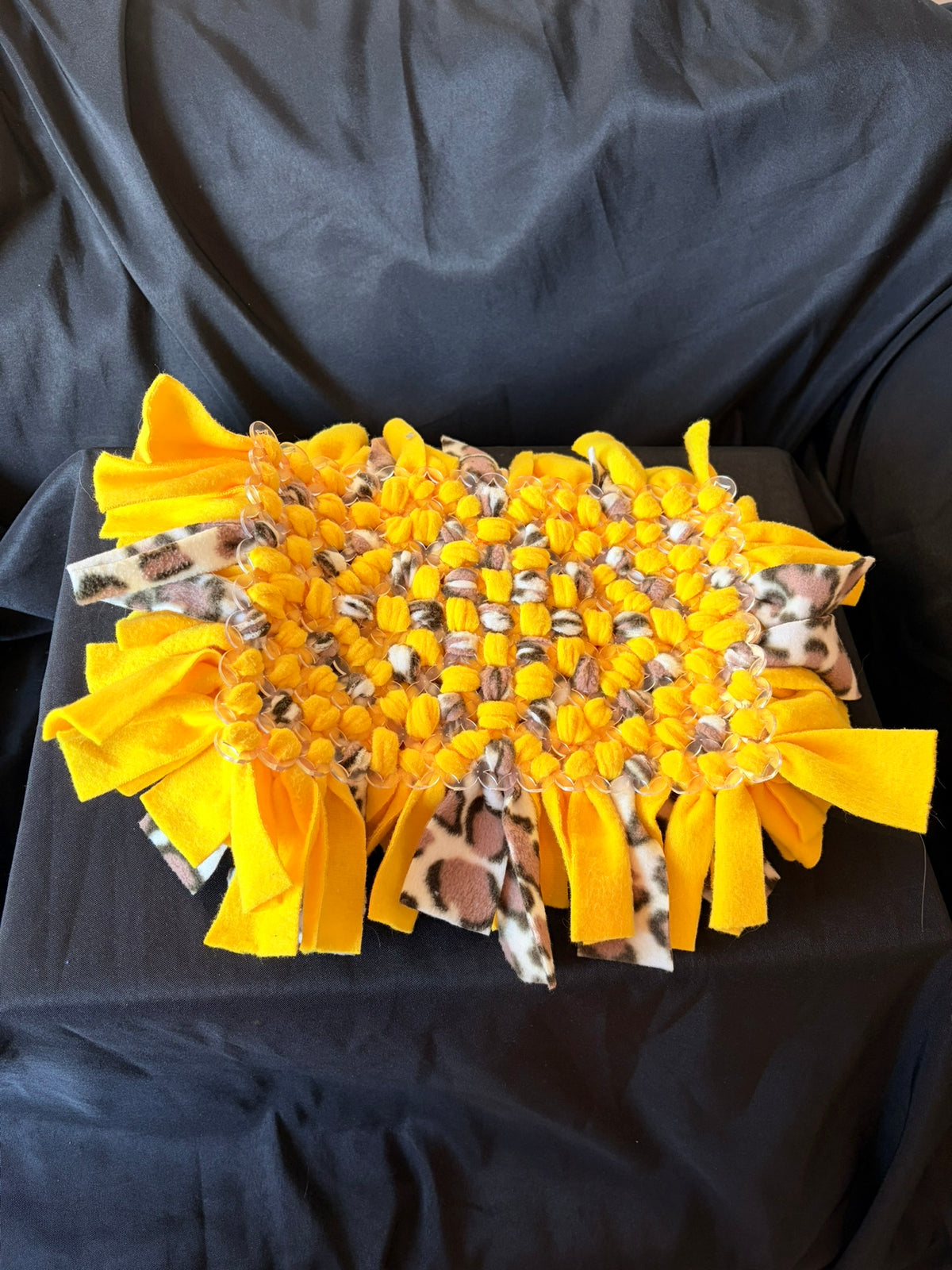 Bright Yellow and Animal Print Snuffle Mat - Medium