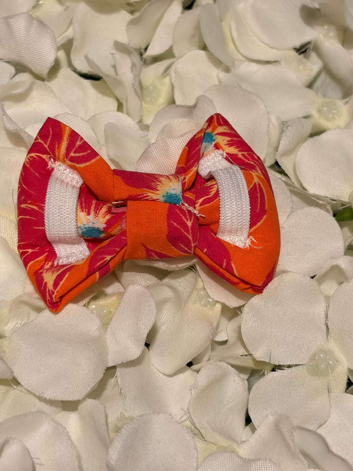 Bright Orange Flowers Bow - Small
