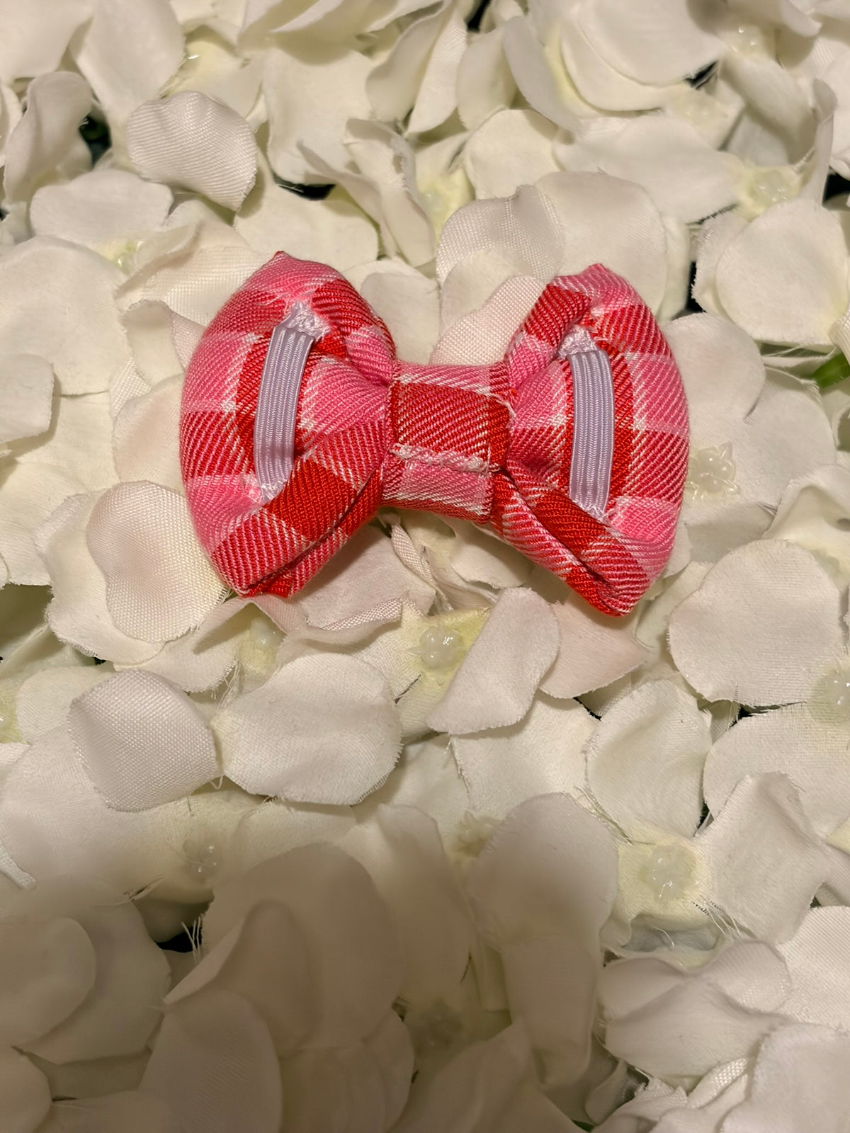 Bright Pink Check Bow - Small