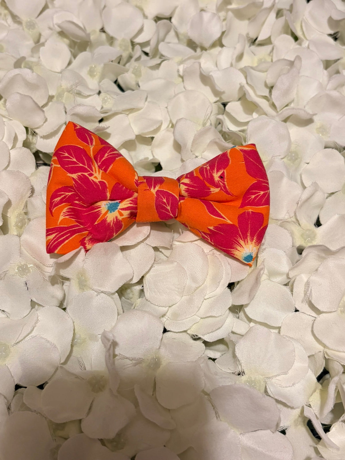 Bright Orange Flowers Bow - Medium