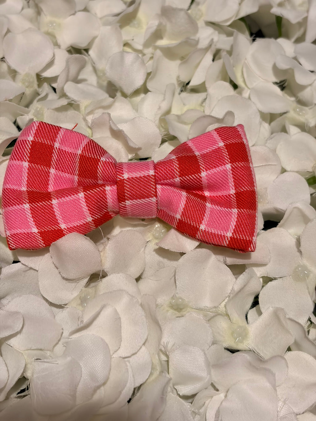 Bright Pink Check Bow - Medium