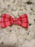 Bright Pink Check Bow - Medium