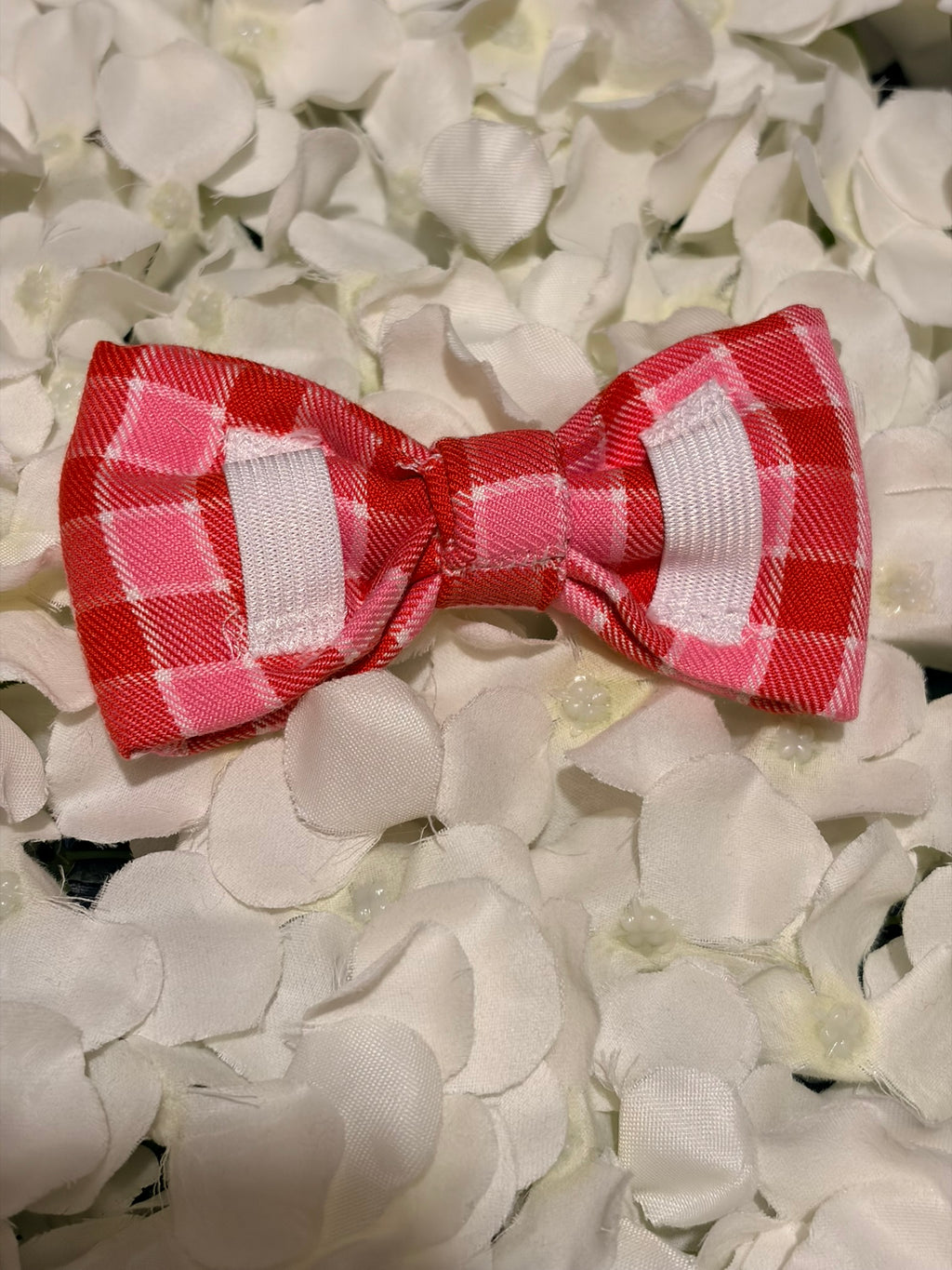 Bright Pink Check Bow - Medium