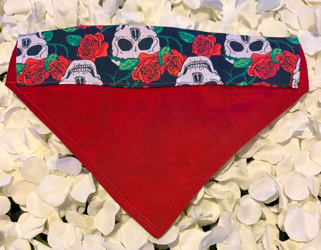 Skulls and Red Roses Bandana - Medium