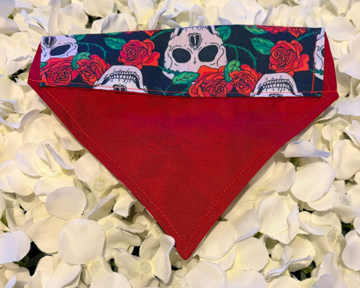 Skulls and Red Roses Bandana - Small