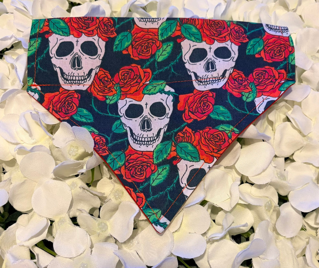 Skulls and Red Roses Bandana - Small