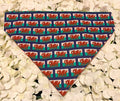 Welsh flag dog bandana with red dragon on green and white background on white petals