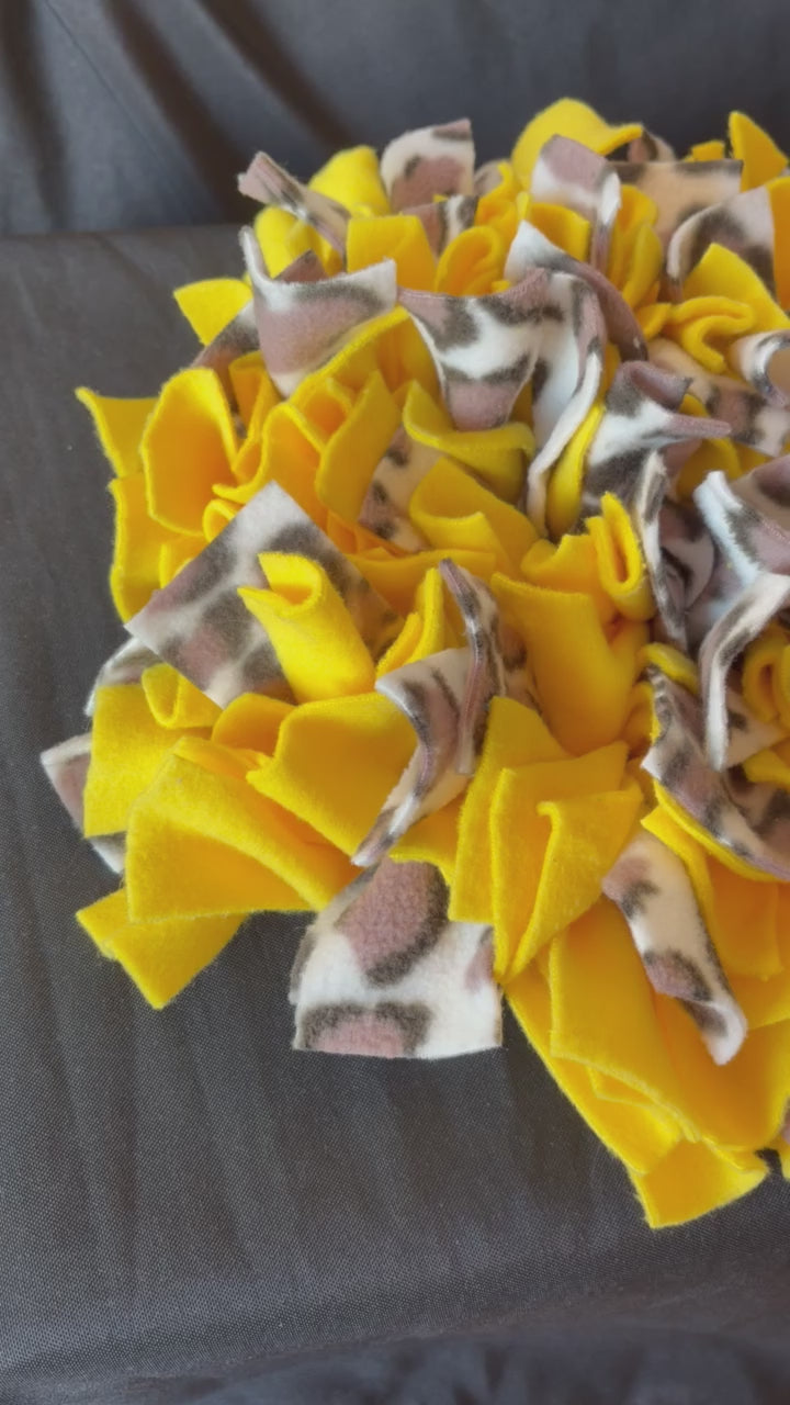 Bright Yellow and Animal Print Snuffle Mat - Medium
